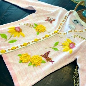 Storybook Knit Pink Floral Cardigan Size Medium